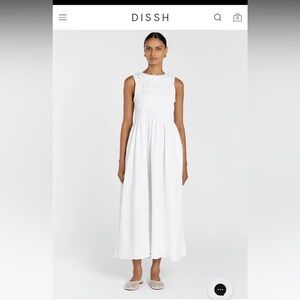 NWT DISSH Lessi White Linen Smocked Bodice Maxi Dress AU 6/ US 2 XS